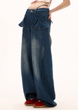 Retro Lotus Leaf Straight Jeans
