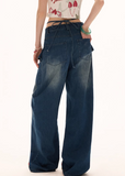 Retro Lotus Leaf Straight Jeans