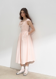 Pink Swing Neck Strap Midi Dress