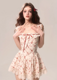 Rose Floral French Exquisite Style Strap Skirt Dress