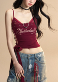 Slim Fit Red V-Neck Summer Top
