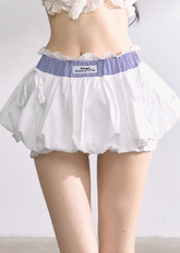 Skinny Flower White Short Skirt