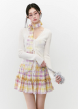 Fake Two-Piece Checkered Patchwork Dress