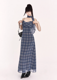 Blue Check Slip Maxi