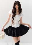 White Lace Top & Black Skirt Set