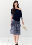 Gingham Bow Tube Top and skirt 2way