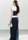 Lace-Waist Wide Leg Pants