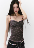 Beaded Floral Strap Camisole Top