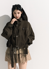 Distressed Workwear Moto Jacket