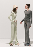 Soft Knit Pullover & Bootcut Pants Set Casual Lounge Edit