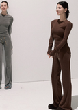 Soft Knit Pullover & Bootcut Pants Set Casual Lounge Edit