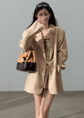 Textured Khaki Suit Jacket