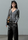 Old Money Retro PU Leather Pants