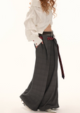 Double-Waist Plaid Trousers