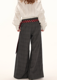 Double-Waist Plaid Trousers