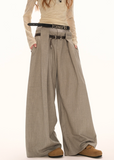 Double-Waist Plaid Trousers