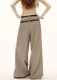 Double-Waist Plaid Trousers