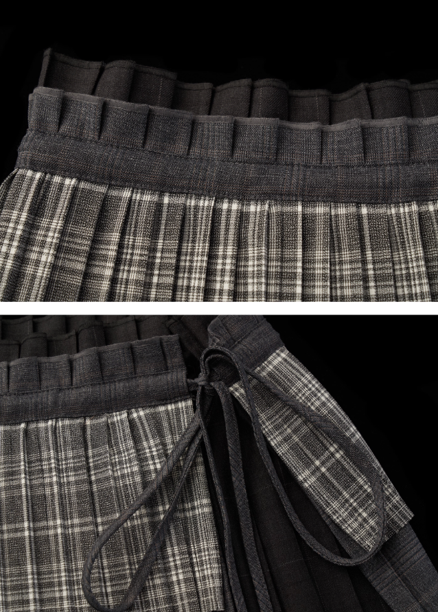 pleated plaid apron skirt, layered plaid skirt women, retro apron design skirt, niche high end fall skirt, autumn 2025 plaid fashion, korean vintage plaid skirt, layered pleated skirt womens, unique apron style skirt, nowa tokyo retro niche fashion