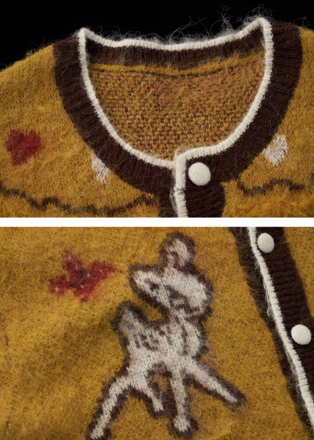 butterfly fawn cardigan, cute animal embroidery sweater, kawaii knit cardigan women, fairycore cardigan aesthetic, y2k cute knit sweater, fall 2025 cute cardigan, korean soft street knitwear, embroidered animal cardigan outfit, nowa tokyo kawaii fashion