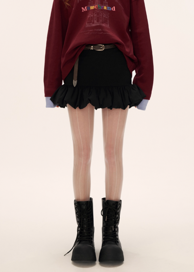 black flower bud skirt women, pleated sculpted skirt 2025, tulip hip skirt outfit, high end black mini skirt fall, fw2025 womens fashion skirt, elegant contour hip skirt, korean luxury skirt women, structured pleated tulip skirt, nowa tokyo high end street style