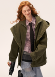 distressed cargo jacket women, frayed utility jacket, vintage workwear coat ladies, fall winter 2025 outerwear women, loose casual commuter jacket, korean street fashion jacket, lazy fit grunge outerwear, washed vintage cargo coat, nowa tokyo retro street style