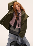 distressed cargo jacket women, frayed utility jacket, vintage workwear coat ladies, fall winter 2025 outerwear women, loose casual commuter jacket, korean street fashion jacket, lazy fit grunge outerwear, washed vintage cargo coat, nowa tokyo retro street style
