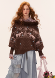 fox fair isle sweater women, v neck winter knit top, fair isle fox pattern knit, cozy lazy fit sweater women, korean winter knit fashion, fall winter 2025 sweater trend, nordic pattern fox pullover, cute warm knitwear outfit women, nowa tokyo cozy street style