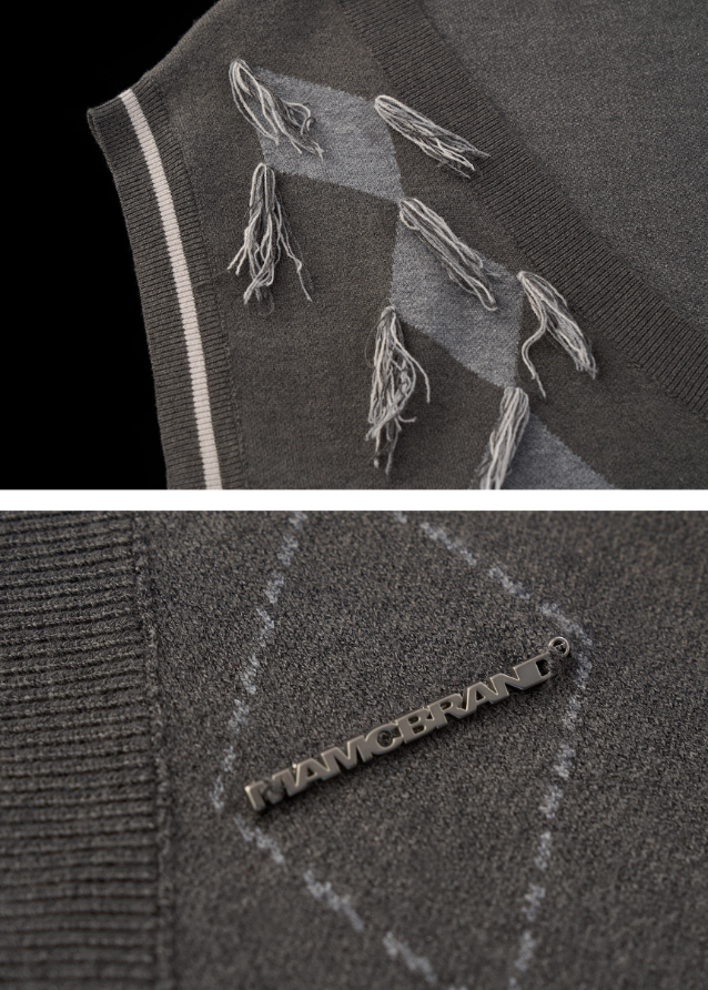 v neck knit vest set women, collegiate style sweater vest, gray preppy knit two piece, fall winter 2025 knitwear women, soft street preppy outfit, korean campus style knit top, high end gray knit vest, ivy league sweater vest look, nowa tokyo preppy street fashion