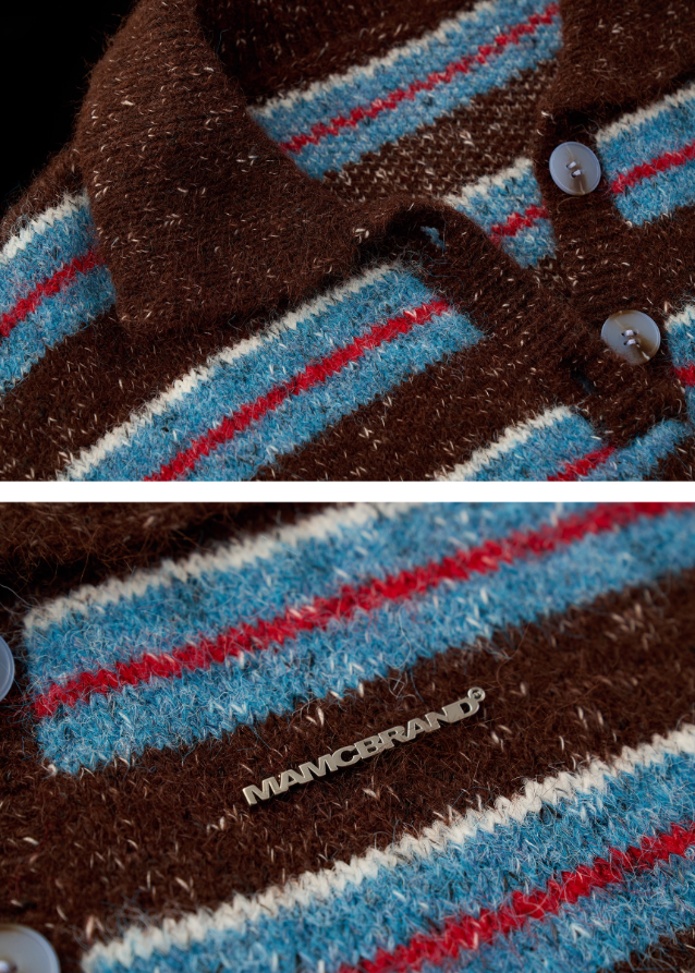 star stripe polo sweater women, sporty polo knit top, fall winter 2025 knitwear women, varsity style star knit, lazy street polo sweater, korean retro sports knit, striped star collar sweater, unique fashion knit top women, nowa tokyo sporty street style