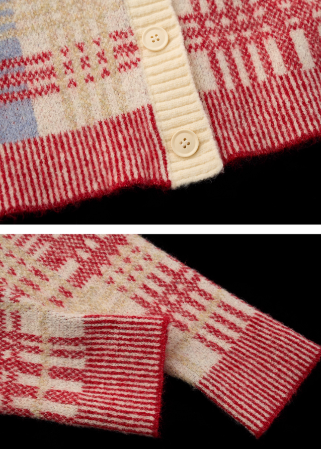 pony plaid cardigan women, red check knit sweater jacket, cute core plaid knitwear 2025, korean soft street cardigan, gentle sweet knit jacket, vintage red plaid cardigan, fall winter 2025 knit top, kawaii pony cardigan outfit, nowa tokyo soft girl fashion