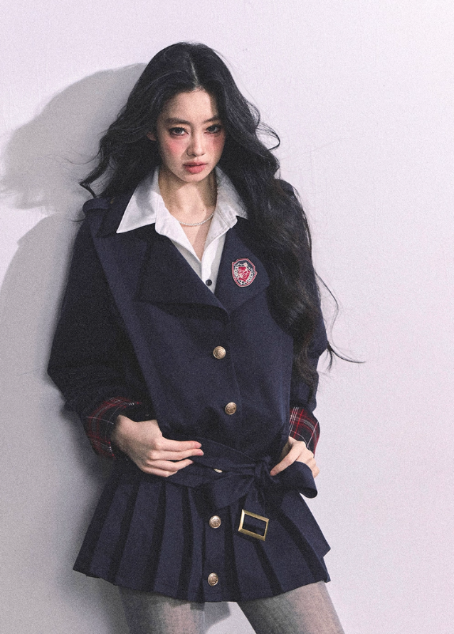 preppy college dress women, ivy league pleated dress, fake two piece campus dress, american prep dress, autumn pleated mini dress, academia style dress, fw25 preppy outfit, slim fit school style dress, plaid cuff college dress