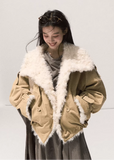 lamb wool leather jacket women, oversized shearling short coat, winter thick lapel jacket, faux shearling leather outerwear women, streetcore winter jacket 2025, osmanthus lamb wool coat, black short leather jacket women, korean winter fashion jacket, nowa tokyo winter outerwear
