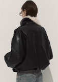 lamb wool leather jacket women, oversized shearling short coat, winter thick lapel jacket, faux shearling leather outerwear women, streetcore winter jacket 2025, osmanthus lamb wool coat, black short leather jacket women, korean winter fashion jacket, nowa tokyo winter outerwear