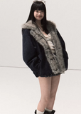 suede fur jacket women, eco friendly faux fur coat, winter 2025 suede outerwear, thick warm fur collar jacket, korean street winter coat, vintage suede shearling jacket, soft suede faux fur jacket women, oversized cozy winter outerwear, nowa tokyo high end street fashion