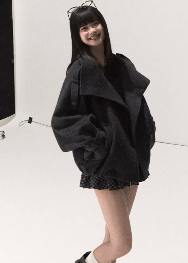 korean wool coat women, heavy wool cropped coat, winter korean minimalist jacket, oversized wool coat seoul style, korean street fashion wool outerwear, chic cropped woolen coat, korean black wool coat women, double breasted winter coat women, korean fashion wool jacket, elegant wool silhouette coat, modern seoul minimalist winter coat, korean stand collar wool coat, french chic short wool jacket, korean winter oversized jacket, premium wool coat outfit women