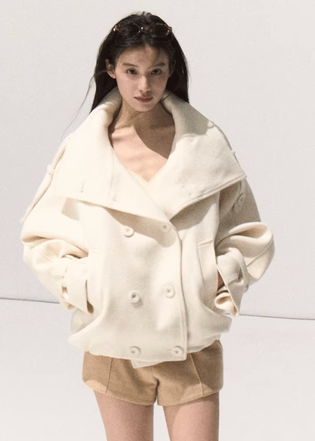 korean wool coat women, heavy wool cropped coat, winter korean minimalist jacket, oversized wool coat seoul style, korean street fashion wool outerwear, chic cropped woolen coat, korean black wool coat women, double breasted winter coat women, korean fashion wool jacket, elegant wool silhouette coat, modern seoul minimalist winter coat, korean stand collar wool coat, french chic short wool jacket, korean winter oversized jacket, premium wool coat outfit women