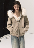 korean fur collar hoodie women, detachable fur hooded jacket, korean striped zip up sweatshirt, winter cozy hoodie women, seoul fashion fur trim jacket, korean fall winter casual outerwear, soft striped fleece hoodie, loose fit warm zip jacket, korean trendy fur hoodie outfit, minimalist beige stripe hoodie, oversized zip up streetwear, korean autumn winter sweatshirt, cute warm fur collar hoodie, comfy drawstring hood jacket, korean casual street style hoodie women
