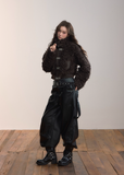 VIAPITTI fur jacket, heavyweight shearling coat, black turtleneck jacket, luxury streetwear women, edgy Korean fashion, winter warm outerwear, short fur coat, urban street couture, metal buckle jacket, black shearling top, K-fashion 2025, modern streetwear, bold feminine jacket, designer winter outfit