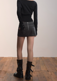 VIAPITTI corduroy mini skirt, multi waist skirt, retro straight mini, edgy Korean fashion, autumn streetwear skirt, layered waist mini, vintage corduroy skirt, urban street style bottom, K-fashion 2025, versatile short skirt, modern streetwear women, industrial retro mini skirt