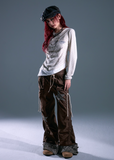 y2k wide leg pants women, leopard star patch pants, edgy cargo trousers women, grunge drawstring wide legs, frustration garden pants, retro y2k baggy pants, leopard print cuff pants, star patch cargo pants, loose casual streetwear pants, y2k parachute trousers women