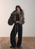 VIAPITTI faux fur jacket, PU leather short coat, heavy industry streetwear, autumn winter fur jacket, edgy Korean fashion, eco fur street coat, grunge faux fur coat, rugged winter jacket women, K-fashion 2025, industrial street style, warm faux fur top, modern urban outerwear