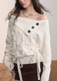 VIAPITTI one shoulder knit, cross webbing sweater, cable loose sweater, edgy Korean fashion, fall winter knit top, asymmetrical knitwear women, industrial street style, off shoulder cable knit, soft grunge sweater, K-fashion 2025, textured knit top, urban chic knitwear