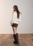 VIAPITTI one shoulder knit, cross webbing sweater, cable loose sweater, edgy Korean fashion, fall winter knit top, asymmetrical knitwear women, industrial street style, off shoulder cable knit, soft grunge sweater, K-fashion 2025, textured knit top, urban chic knitwear