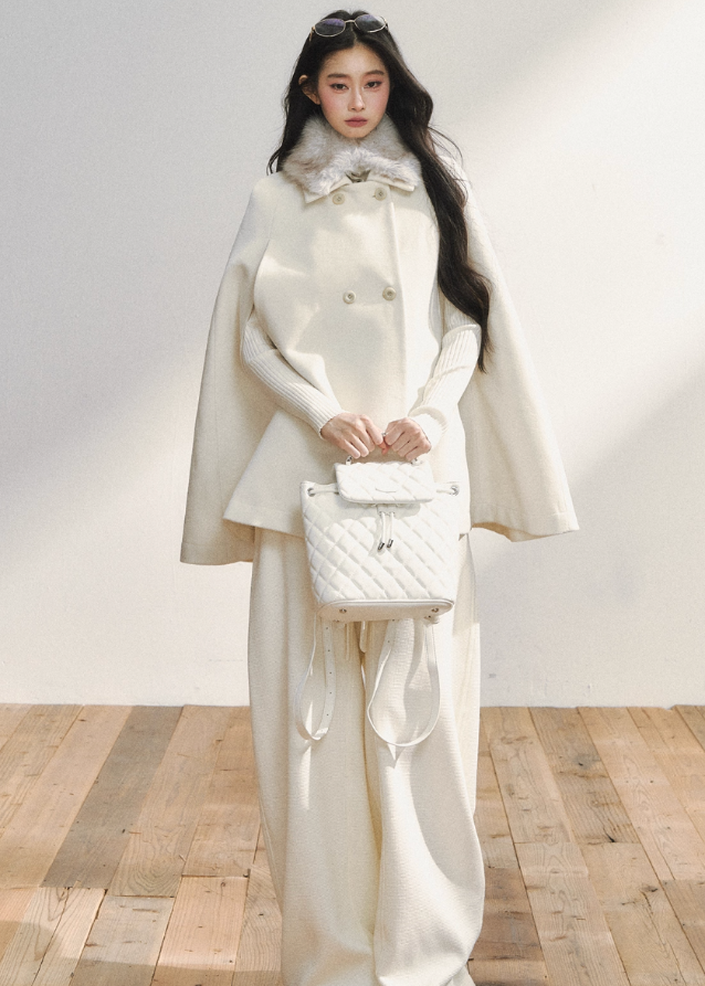 7Shiftin trousers, white wide leg pants, Korean chic slacks, drape loose pants, soft minimalist style, versatile cream trousers, high waist wide fit, comfy stylish pants women, lazy luxury bottom, Seoul fashion look, casual modern trousers, winter Korean style fashion, cream flow pants outfit