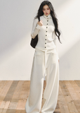 7Shiftin trousers, white wide leg pants, Korean chic slacks, drape loose pants, soft minimalist style, versatile cream trousers, high waist wide fit, comfy stylish pants women, lazy luxury bottom, Seoul fashion look, casual modern trousers, winter Korean style fashion, cream flow pants outfit
