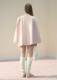 pink wool cape coat, reversible cloak jacket, fairy tale wool coat, Korean style cape coat, 70% wool pink jacket, soft girl winter coat, pastel cloak coat women, feminine wool outerwear, Korean reversible coat, winter cape jacket women