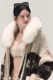 Winter Fair Isle Fur Collar Jacket