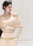 OAKMOO knit top, slanted shoulder top women, asymmetric knit top, Korean winter top, slim fit knit shirt, long sleeve knit top women, OAKMOO winter collection, Christmas knit top, women’s bottoming top, Korean style layering top, off shoulder knit top, winter inner top women