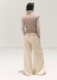 OAKMOO knit vest, cable knit sleeveless sweater, wool knit vest women, Korean layered knitwear, high neck cable sweater, winter knit layering top, minimalist wool vest, Korean fashion winter knit, sleeveless cable sweater women, textured wool knit top, OAKMOO winter knit