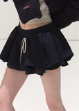 OAKMOO skirt, puff culotte skirt, mini skort women, Korean puff skirt, TR fabric skirt, layered culottes women, fall winter mini skirt, Korean fashion skort, elastic waist mini skirt, contrast plaid skirt, OAKMOO winter bottoms, short culotte skirt